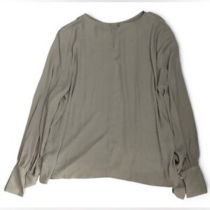 Worthington Light Gray Ruffle Blouse XL Elegant Long Sleeve Work Office Chic NWT